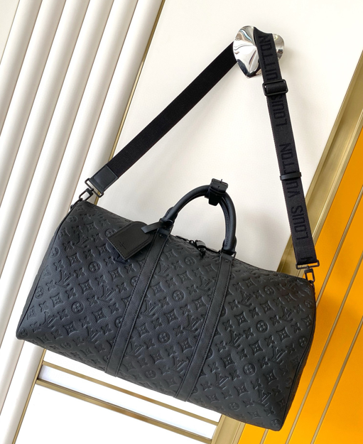 LV Travel Duffle Bag Embossed Black