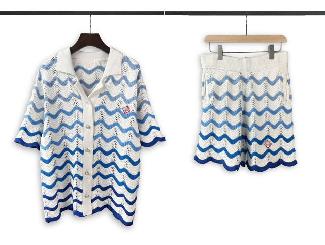 Casablanca Knitted Set Blue White