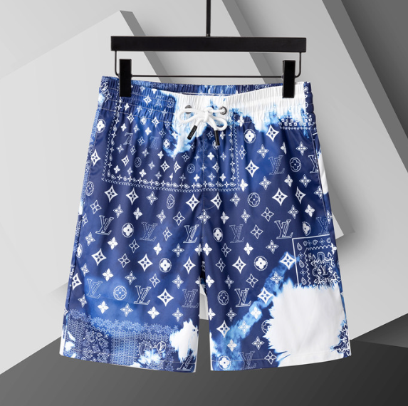LV Logo Swim Shorts Blue Monogram