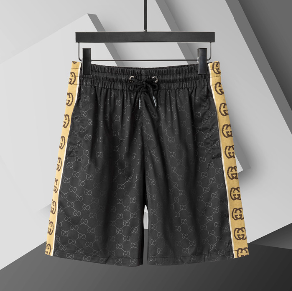 Gucci Shorts Black Monogram and Brown Swim