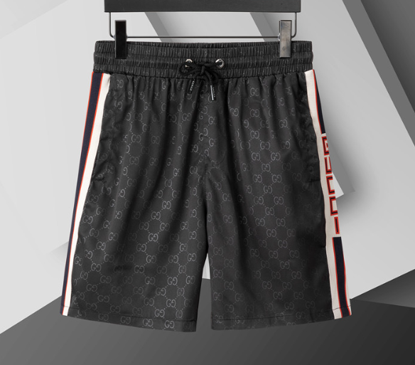 Gucci Shorts Black Red Monogram Swim