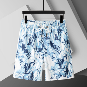 LV Big Logo Swim Shorts Blue and White