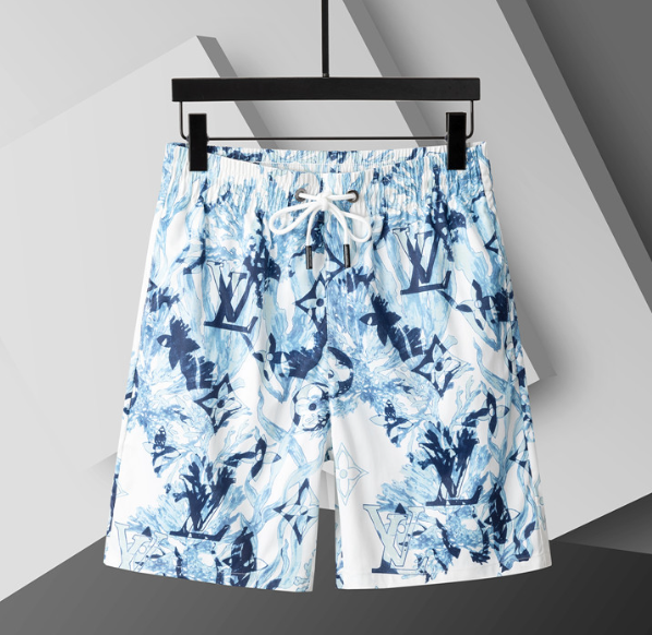 LV Big Logo Swim Shorts Blue and White