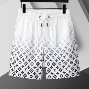 LV Logo Monogram White Fade Shorts Swim
