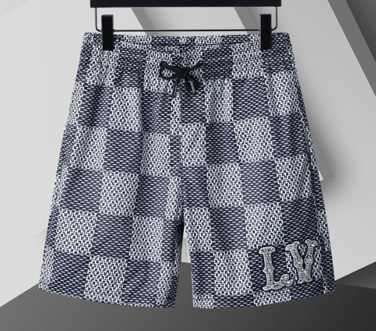 LV Logo Chess Blue Details Shorts Swim