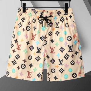 LV Logo Colourful Shorts Swim Beige